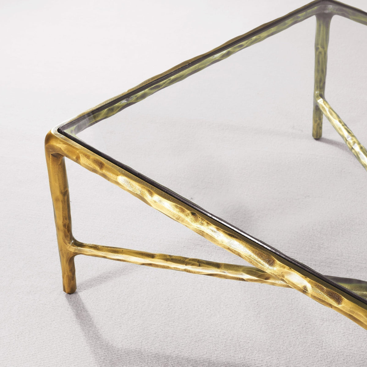 Thaddeus Forged Iron Rectangle Glass Coffee Table - Grace Lamp