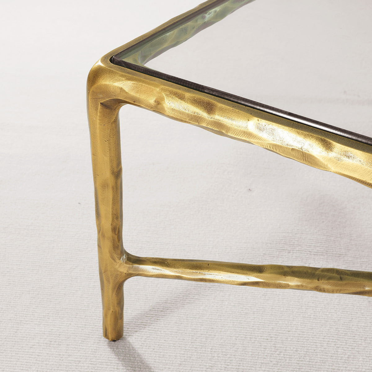 Thaddeus Forged Iron Square Glass Coffee Table - Grace Lamp