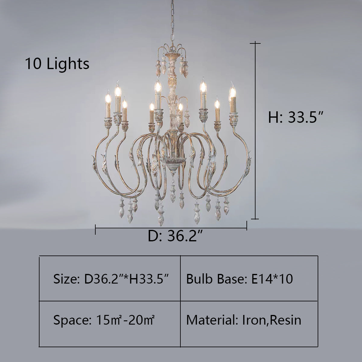 French Vintage Candle Chandelier for Living Room/Bedroom-Grace Lamp