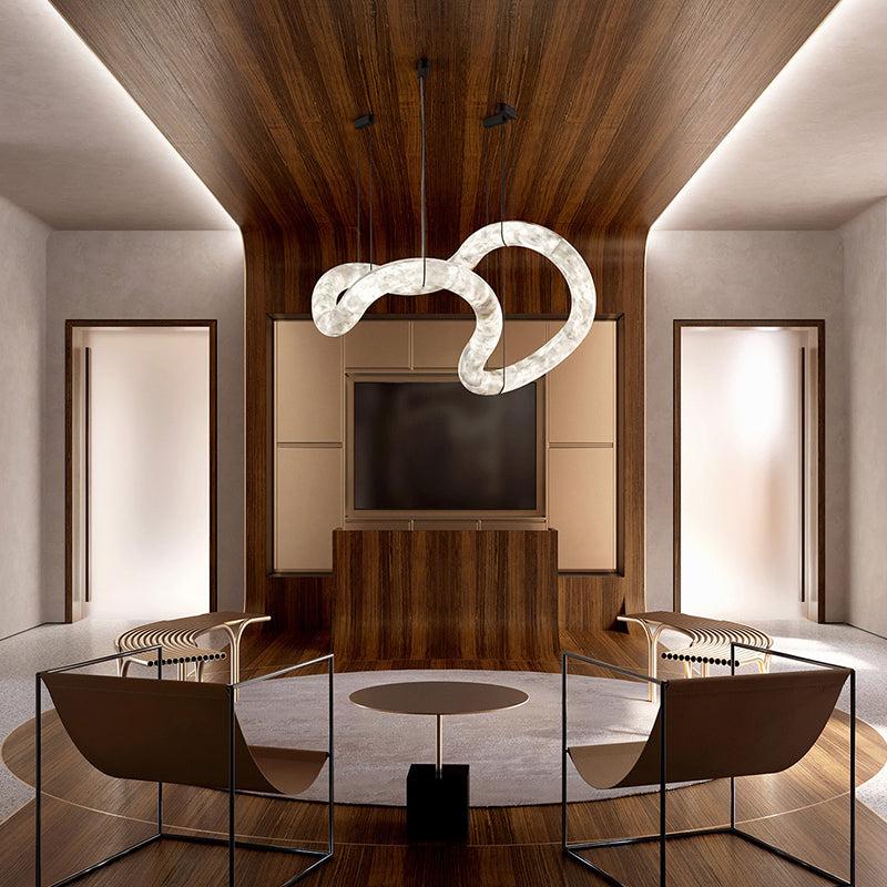 Beverly Symmetrical Entryway Alabaster Pendant Light for Dining Table - Grace Lamp