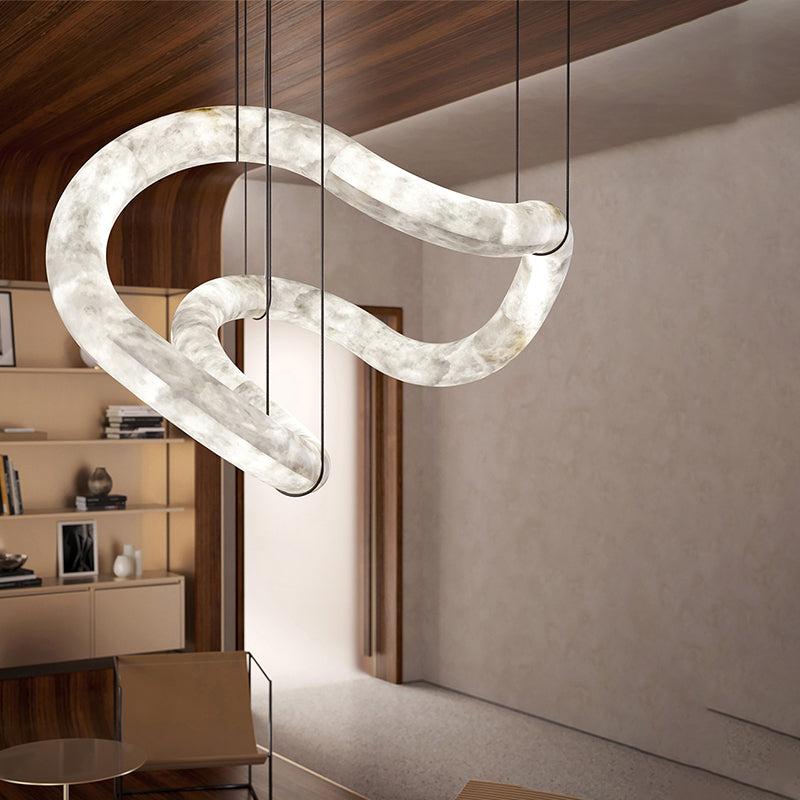 Beverly Symmetrical Entryway Alabaster Pendant Light for Dining Table - Grace Lamp