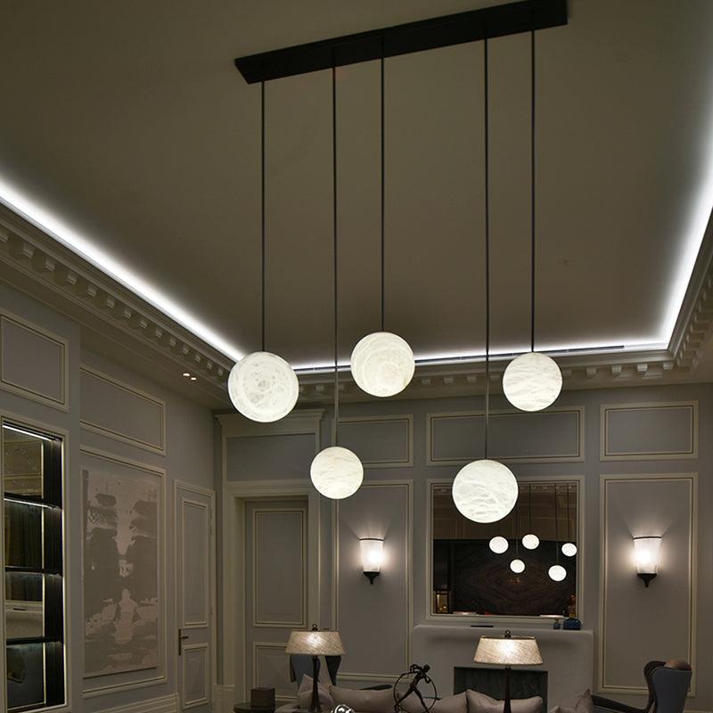 Luna Alabaster Sphere Staircase Chandelier, Multi Pendant Light - Grace Lamp