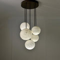 Luna Alabaster Sphere Staircase Chandelier, Multi Pendant Light - Grace Lamp