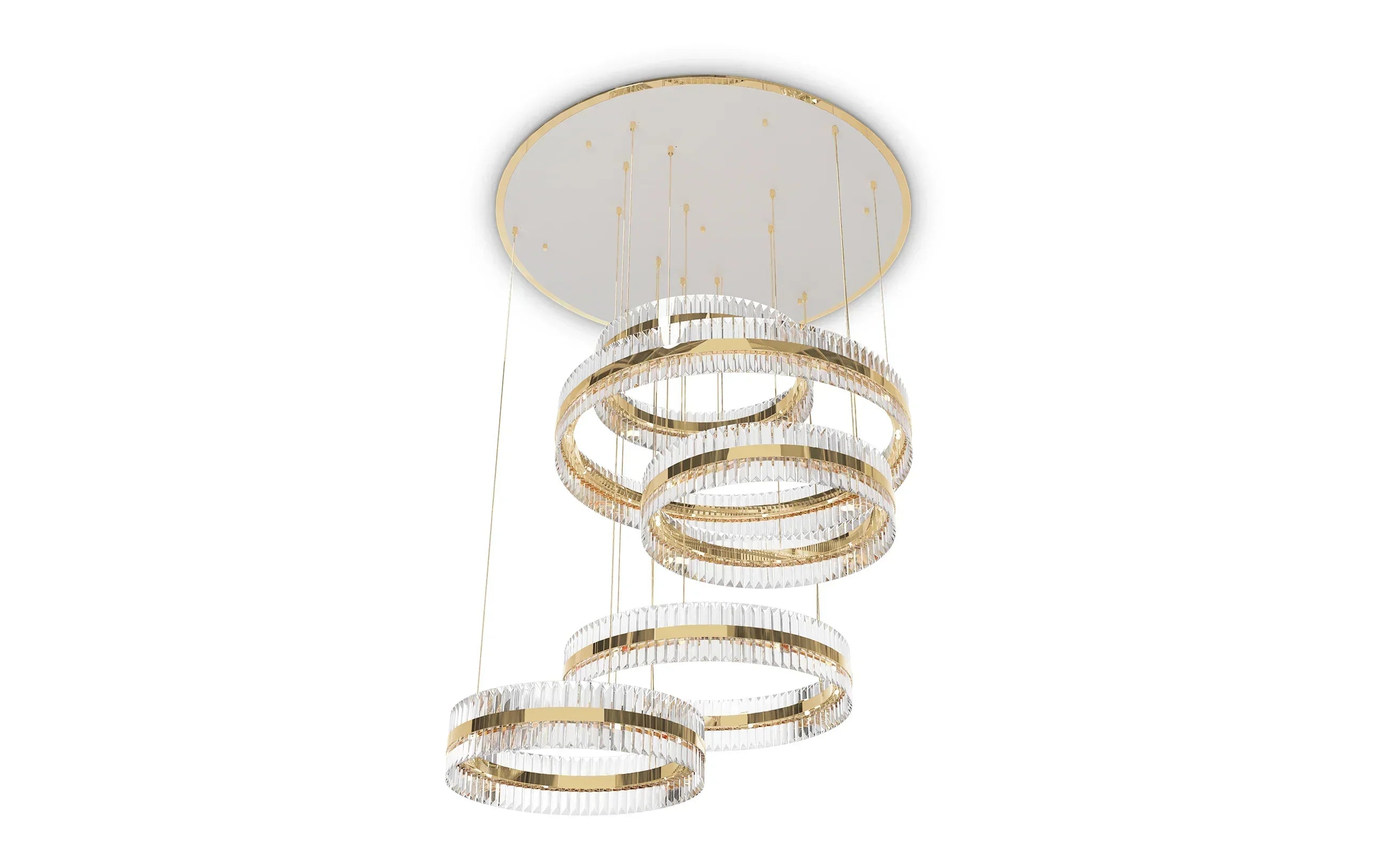 5-Ring Crystal Chandelier in Gold Finish-MEET LIGHTING