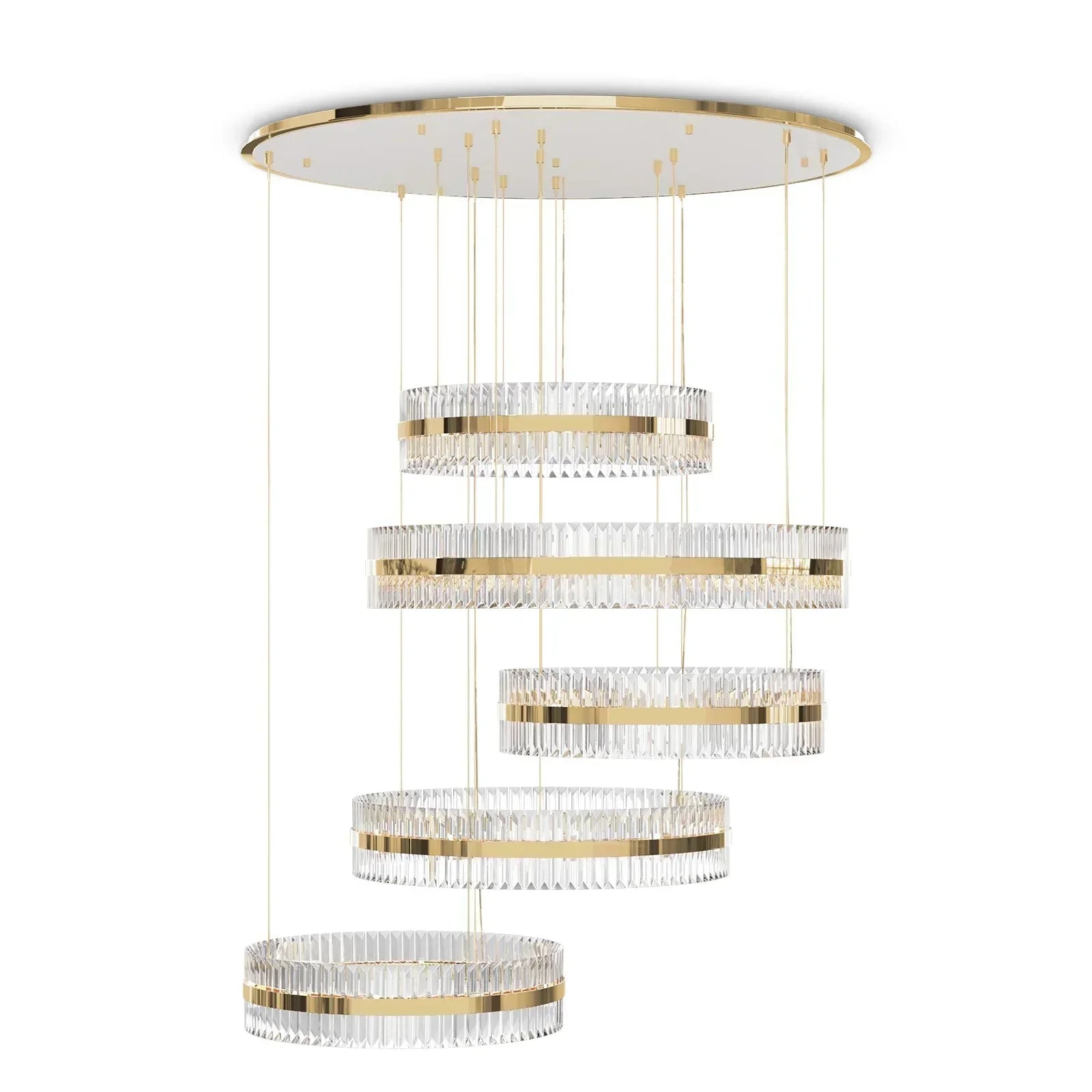 5-Ring Crystal Chandelier in Gold Finish-MEET LIGHTING