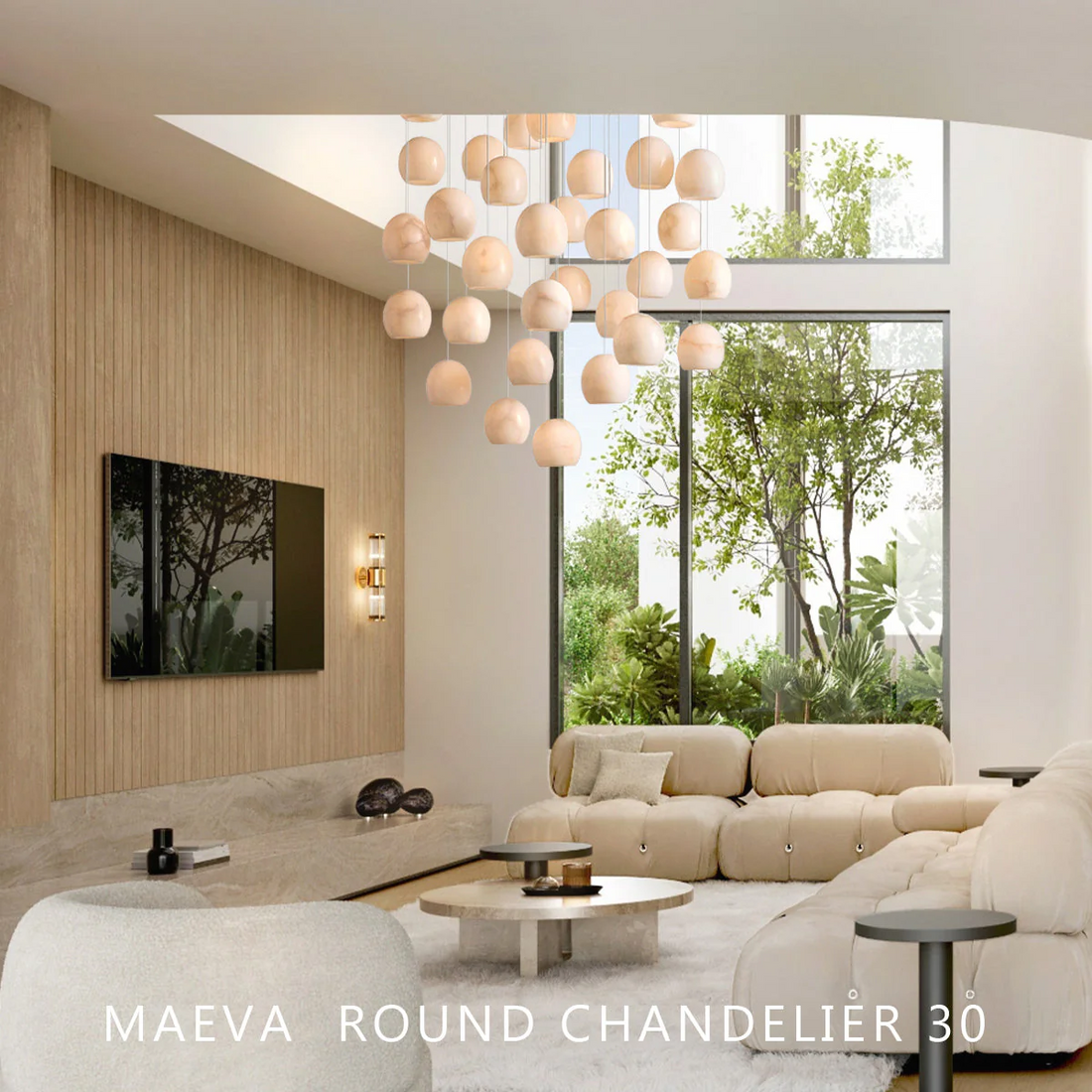 Maeva Round Alabaster Chandelier 13'' 21'' 36'' - Grace Lamp
