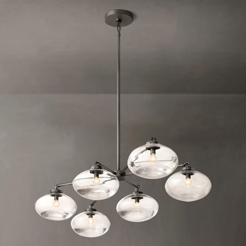 Cabrette Clear Glass Mobile Linear Chandelier - Grace Lamp