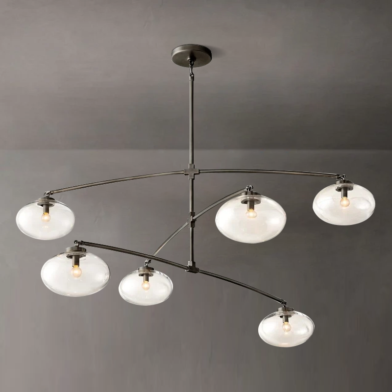 Cabrette Clear Glass Mobile Round Chandelier - Grace Lamp