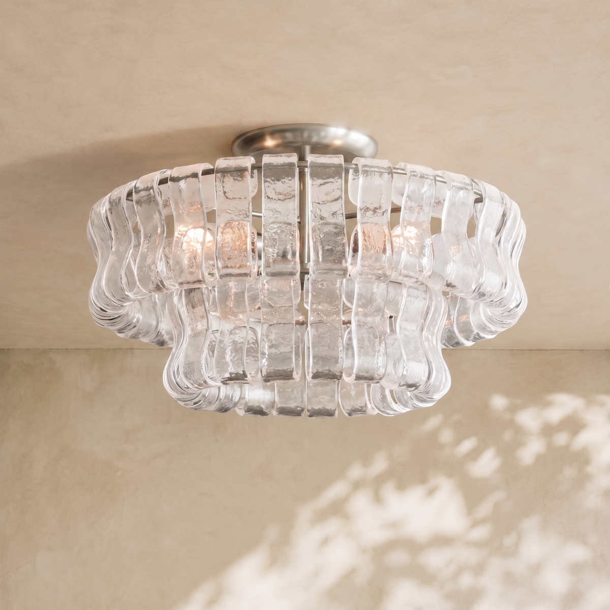 Amor 2-Tier Ghiaccio Glass Round Flushmount 18"