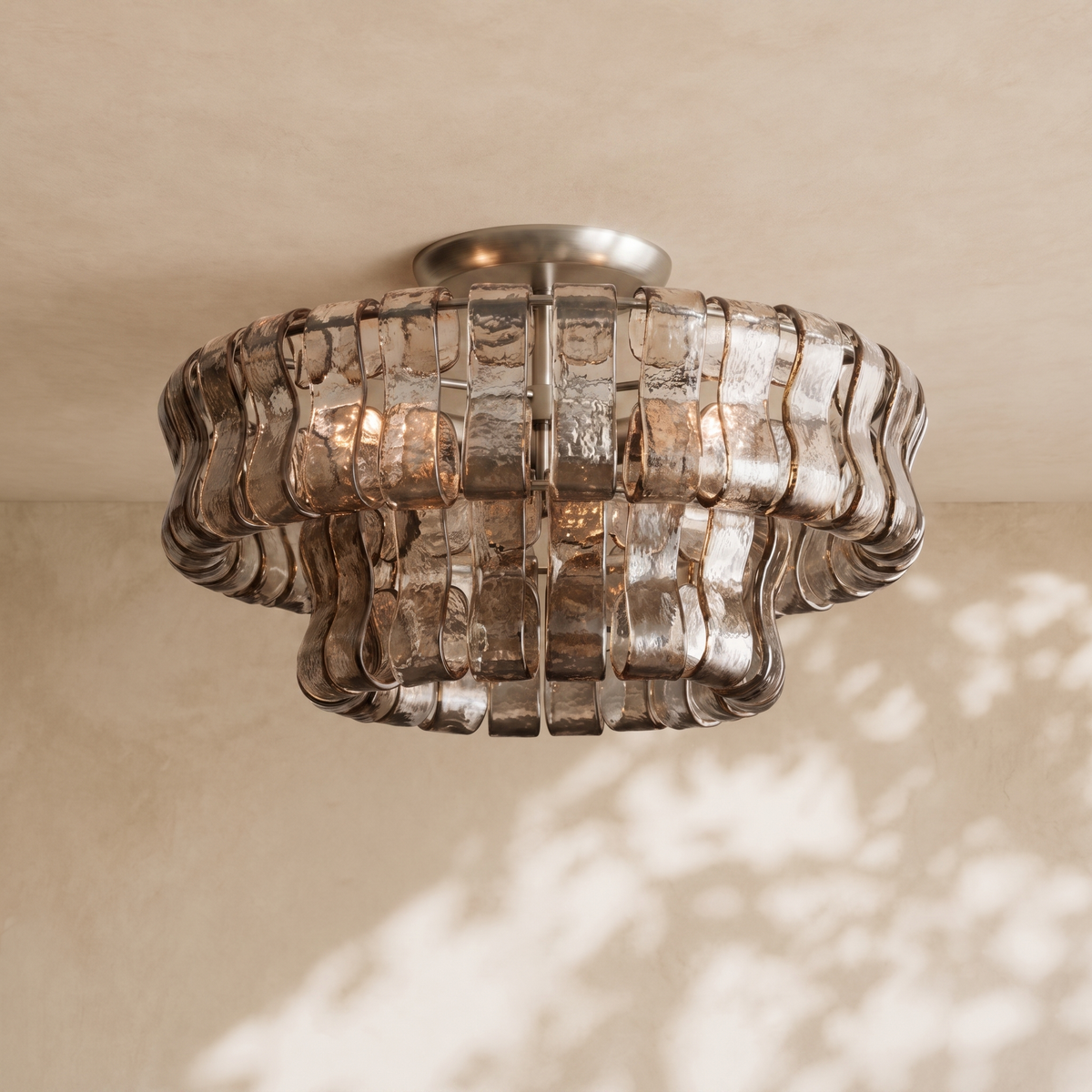Amor 2-Tier Ghiaccio Glass Round Flushmount 18"