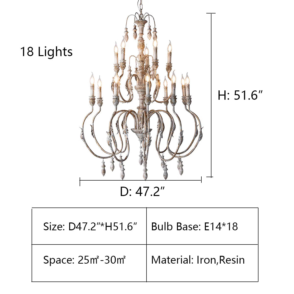 French Vintage Candle Chandelier for Living Room/Bedroom-Grace Lamp