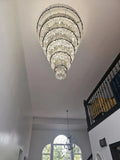 Extra Large Round Cone Tiered Crystal Chandelier for Foyer/Enterway/Living Room - Grace Lamp