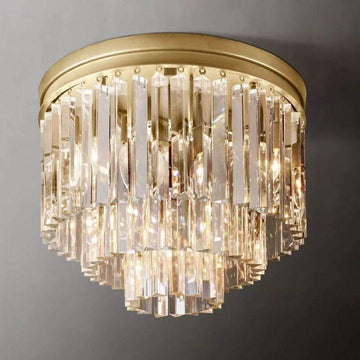 1920s Odeon Crystal Art Deco Round Flushmount 20" - Grace Lamp