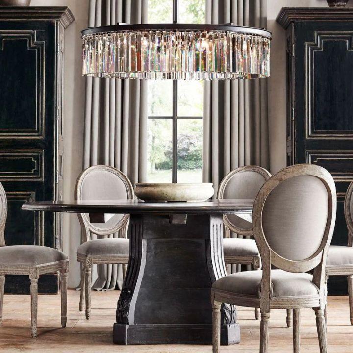 Rhys Crystal Art Deco Single Round Chandelier 32"D/43"D - Grace Lamp