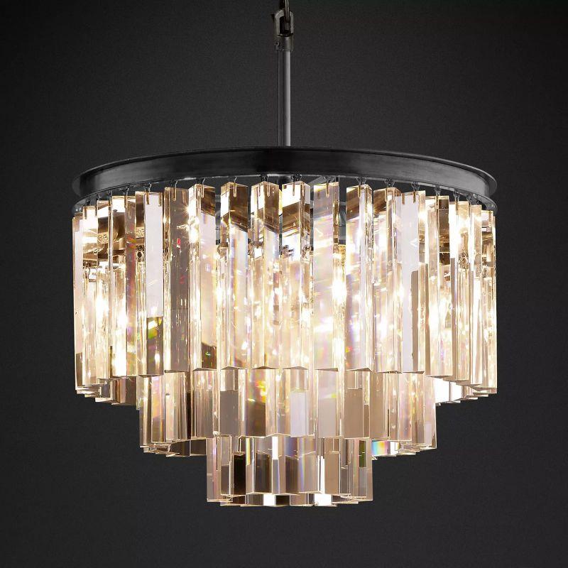 1920S Odeon Crystal Round Chandelier 20" - Grace Lamp