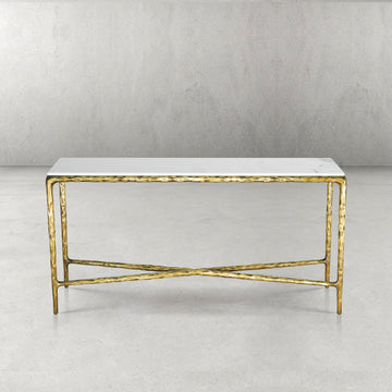 Thaddeus Forged Iron Rectangle Marble Console Table 60" 72" - Grace Lamp