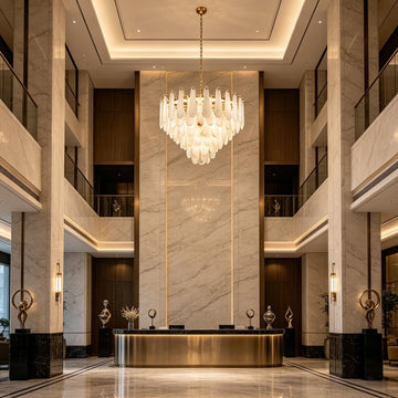 Tiered Alabaster Petal Chandelier