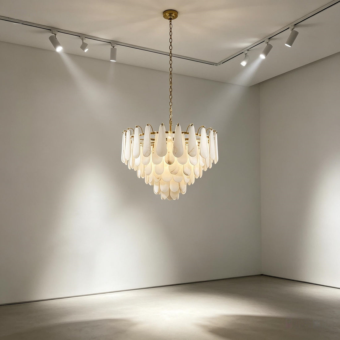 Tiered Alabaster Petal Chandelier