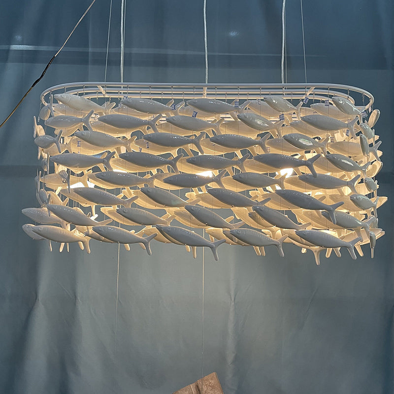 Porcelain Fish Shape Dining Table Chandelier-Grace Lamp