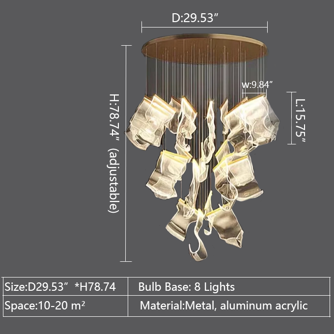 Extra Large Modern Acrylic Chandelier for Staircase/Foyer/Villa/Hall-Grace Lamp
