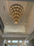 Extra Large Round Cone Tiered Crystal Chandelier for Foyer/Enterway/Living Room - Grace Lamp