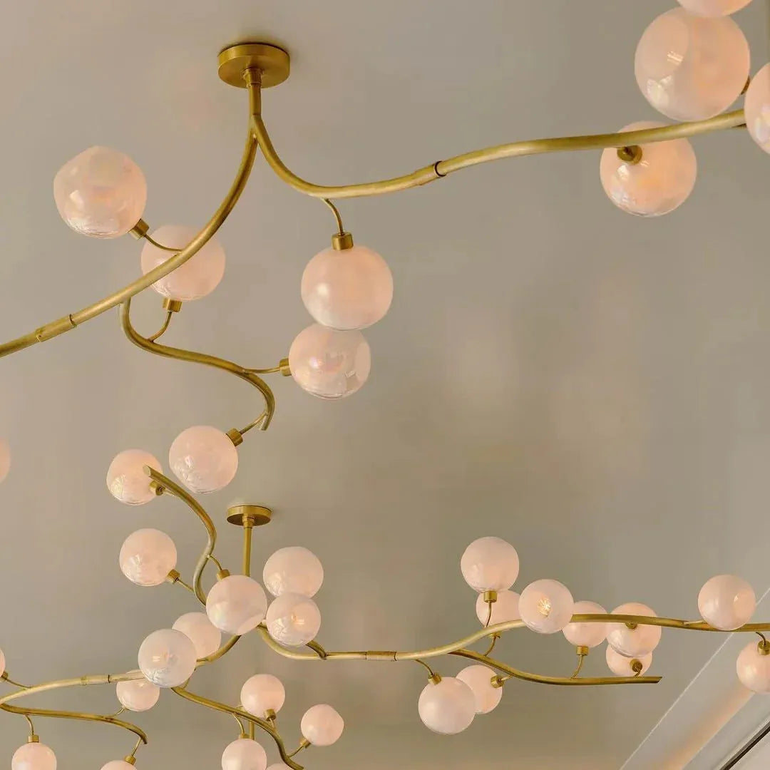 Contemporary Hand-blown Glass Globes Branch Chandelier for Dining Room Living Room and Kitchen Island - Grace Lamp