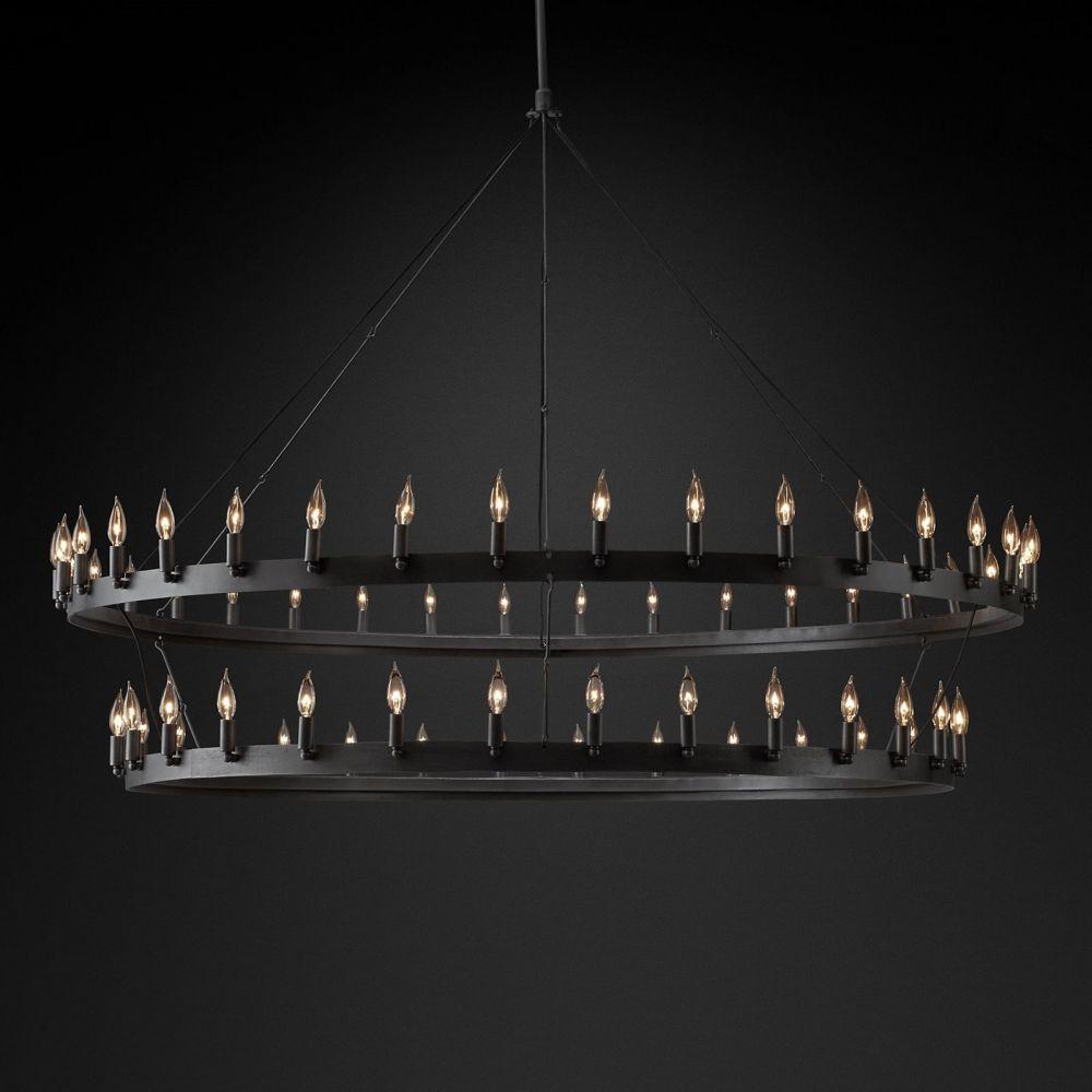 Camino Vintage Candelabra 2-Tier Round Chandelier 73''D - Grace Lamp
