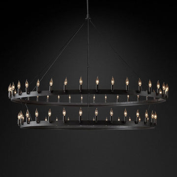 Camino Vintage Candelabra 2-Tier Round Chandelier 73''D - Grace Lamp