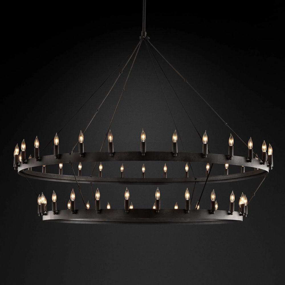 Camino Vintage Candelabra 2-Tier Round Chandelier 63''D - Grace Lamp