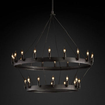 Camino Vintage Candelabra 2-Tier Round Chandelier 38''D - Grace Lamp