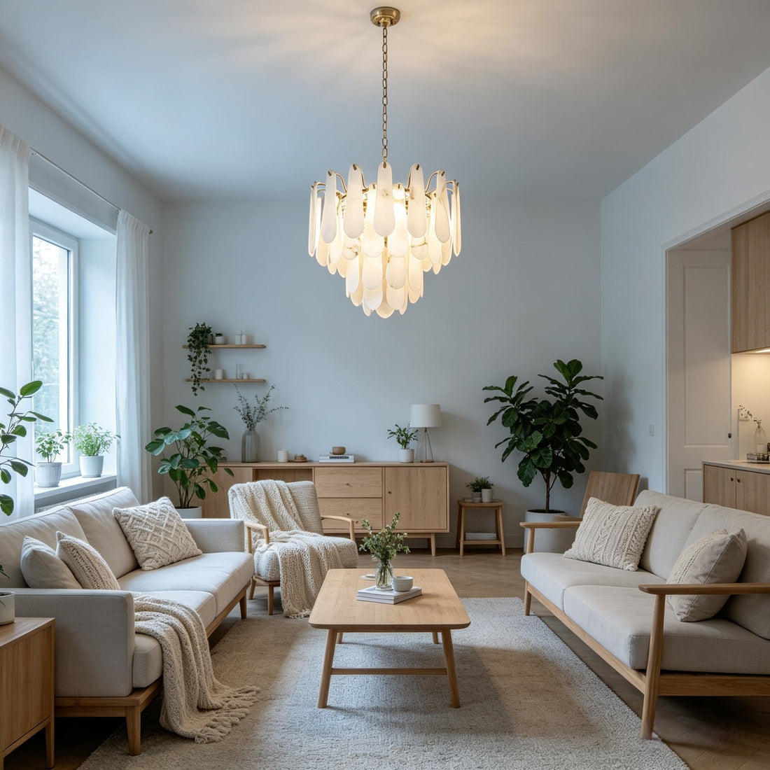 Cascading Alabaster Petal Chandelier