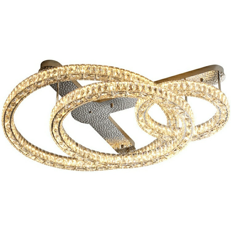 2/ 3 Rings Flush Mount Living Room Chandelier Crystal Bedroom Ceiling Light Fixture-MEET LIGHTING