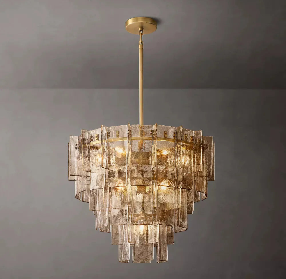 LATTICE SMOKE GLASS TIERED CHANDELIER 36" - Grace Lamp