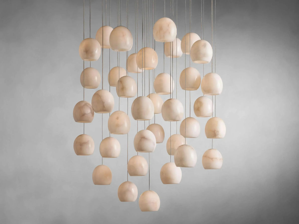 Arica Round Alabaster Chandelier 3/7/15/36 Light - Grace Lamp