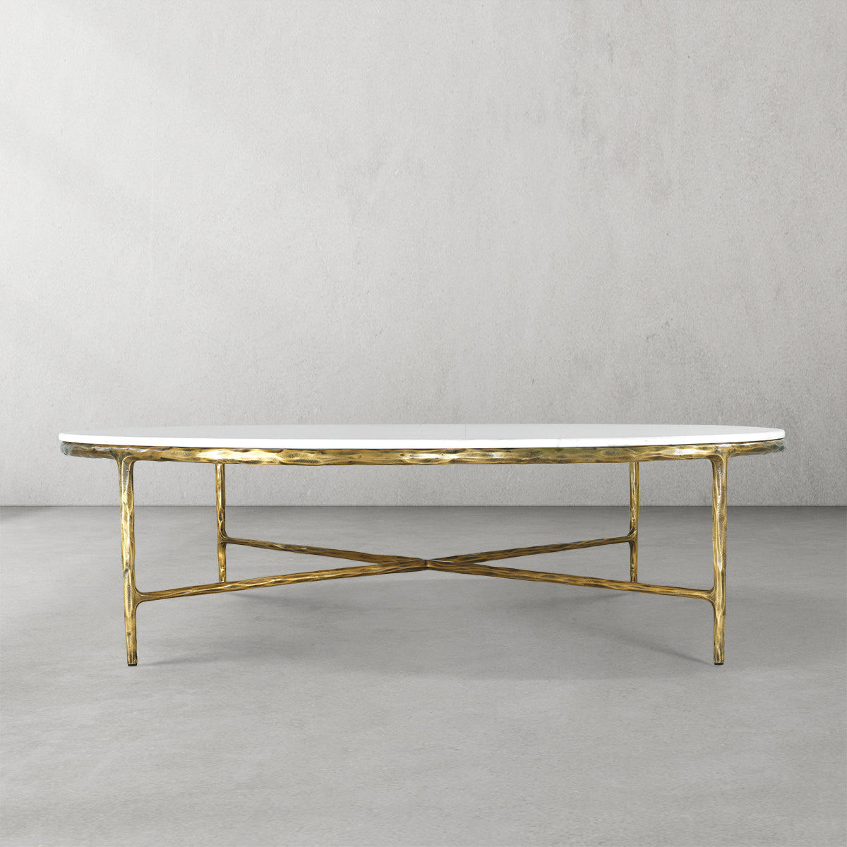 Thaddeus Forged Iron Marble Round Coffee Table 36" 55" - Grace Lamp