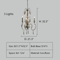 French Vintage Candle Chandelier for Living Room/Bedroom-Grace Lamp