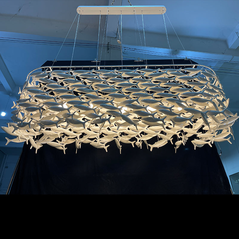 Porcelain Fish Shape Dining Table Chandelier-Grace Lamp