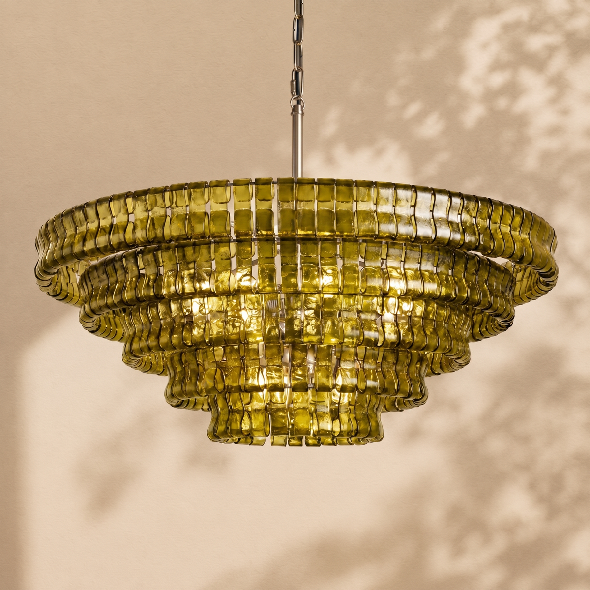 Amor 5-Tier Ghiaccio Glass Round Chandelier 48"