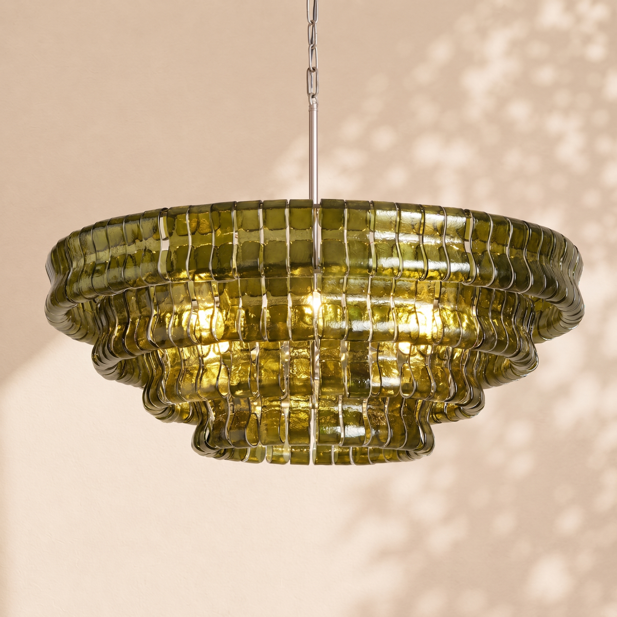 Amor 4-Tier Ghiaccio Glass Round Chandelier 36"