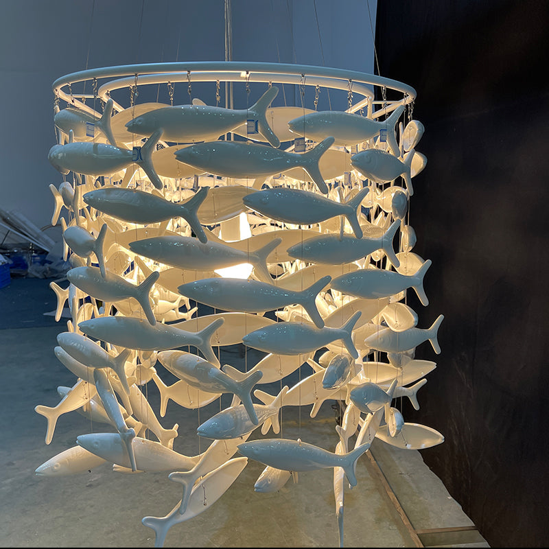 Porcelain Fish Shape Dining Table Chandelier-Grace Lamp