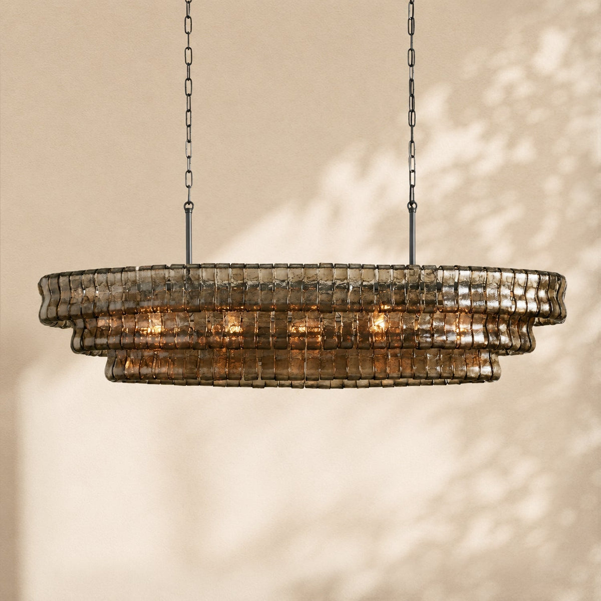 Amor Ghiaccio Glass Oval Chandelier 54"W/65"W