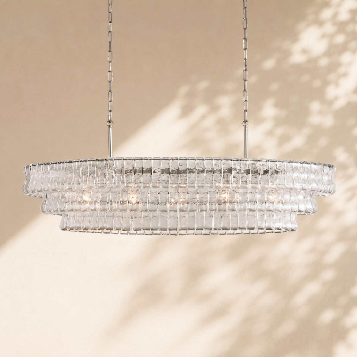 Amor Ghiaccio Glass Oval Chandelier 54"W/65"W