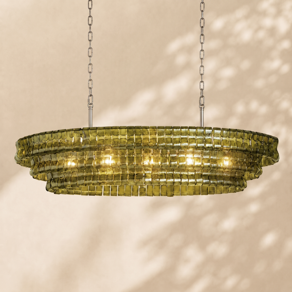Amor Ghiaccio Glass Oval Chandelier 54"W/65"W