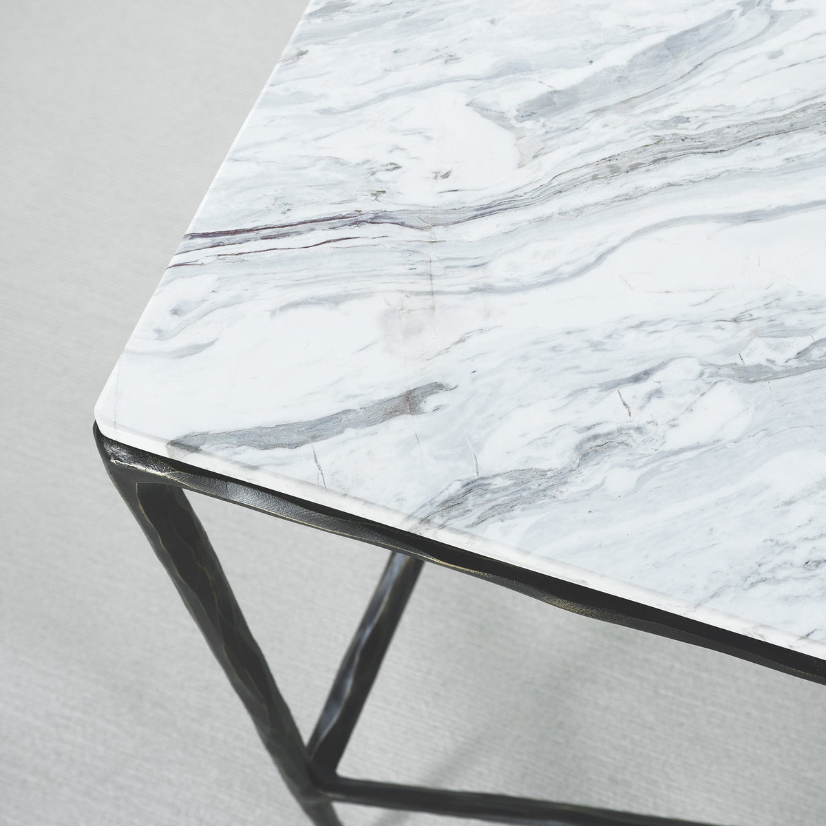 Thaddeus Forged Iron Rectangle Marble Console Table 60" 72" - Grace Lamp