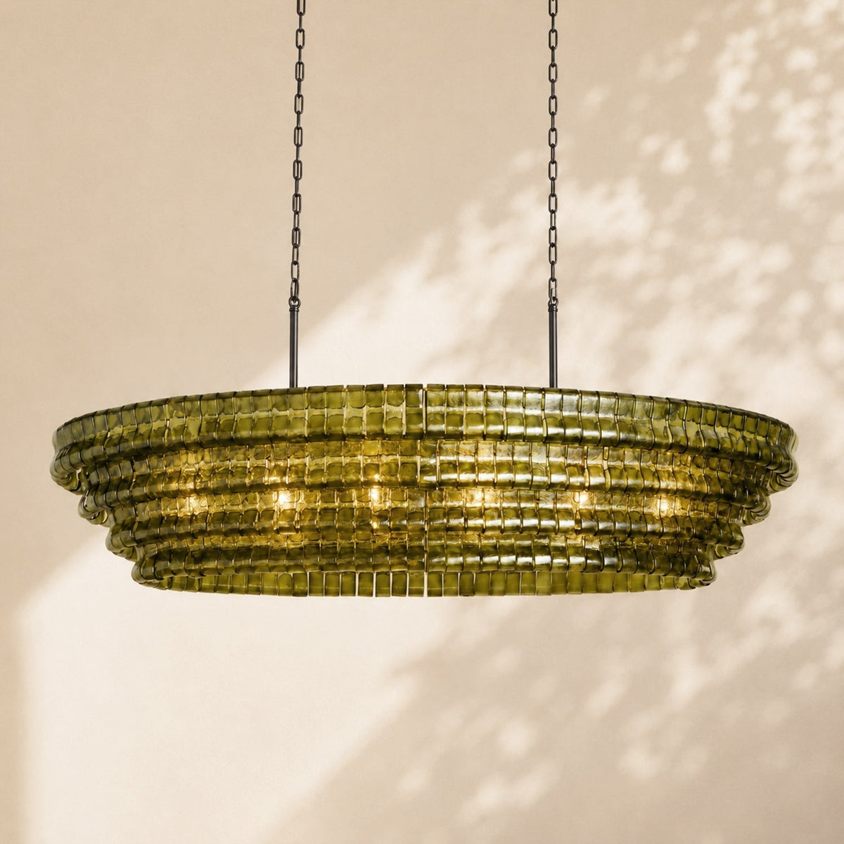 Amor Ghiaccio Glass Oval Chandelier 54"W/65"W
