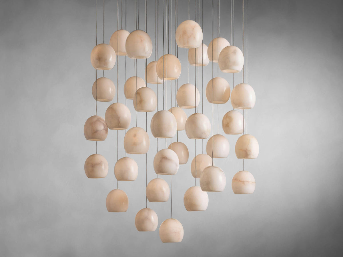 Maeva Round Alabaster Chandelier 13'' 21'' 36'' - Grace Lamp