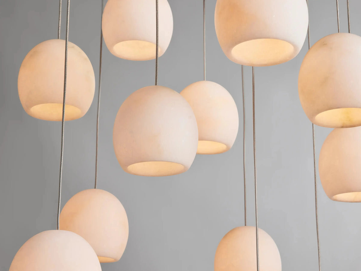 Maeva Round Alabaster Chandelier 13'' 21'' 36'' - Grace Lamp