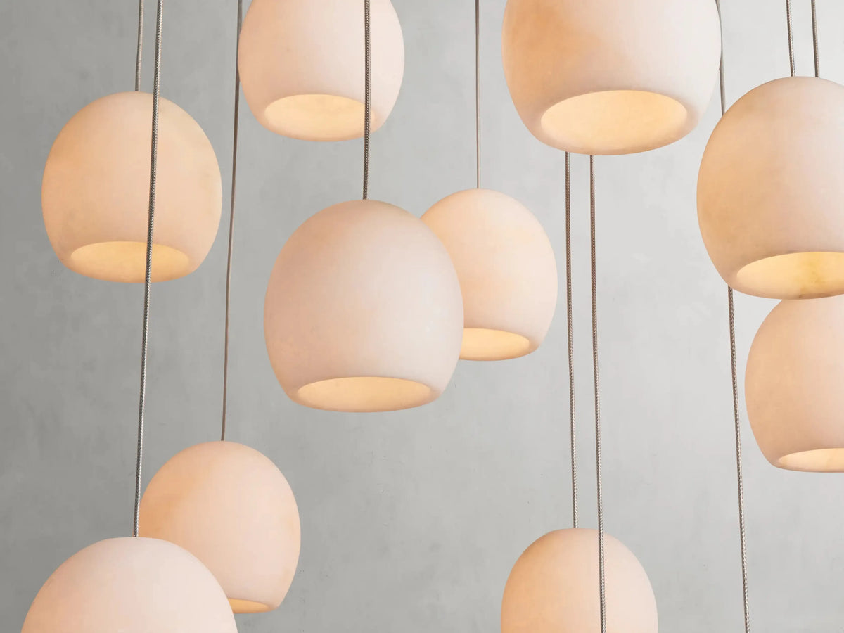 Maeva Round Alabaster Chandelier 13'' 21'' 36'' - Grace Lamp