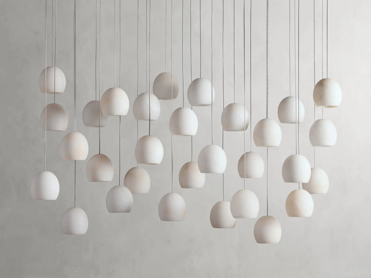 Maeva Round Alabaster Chandelier 13'' 21'' 36'' - Grace Lamp