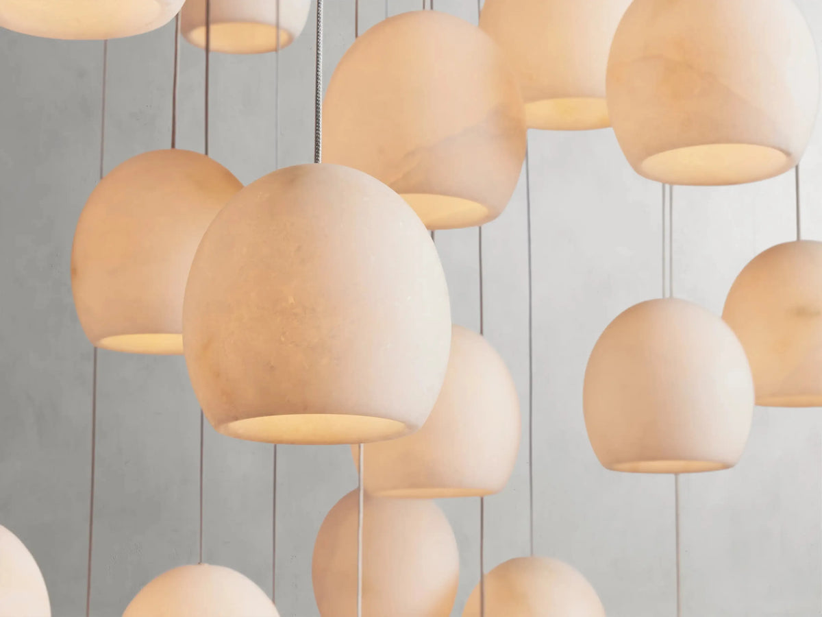 Maeva Round Alabaster Chandelier 13'' 21'' 36'' - Grace Lamp